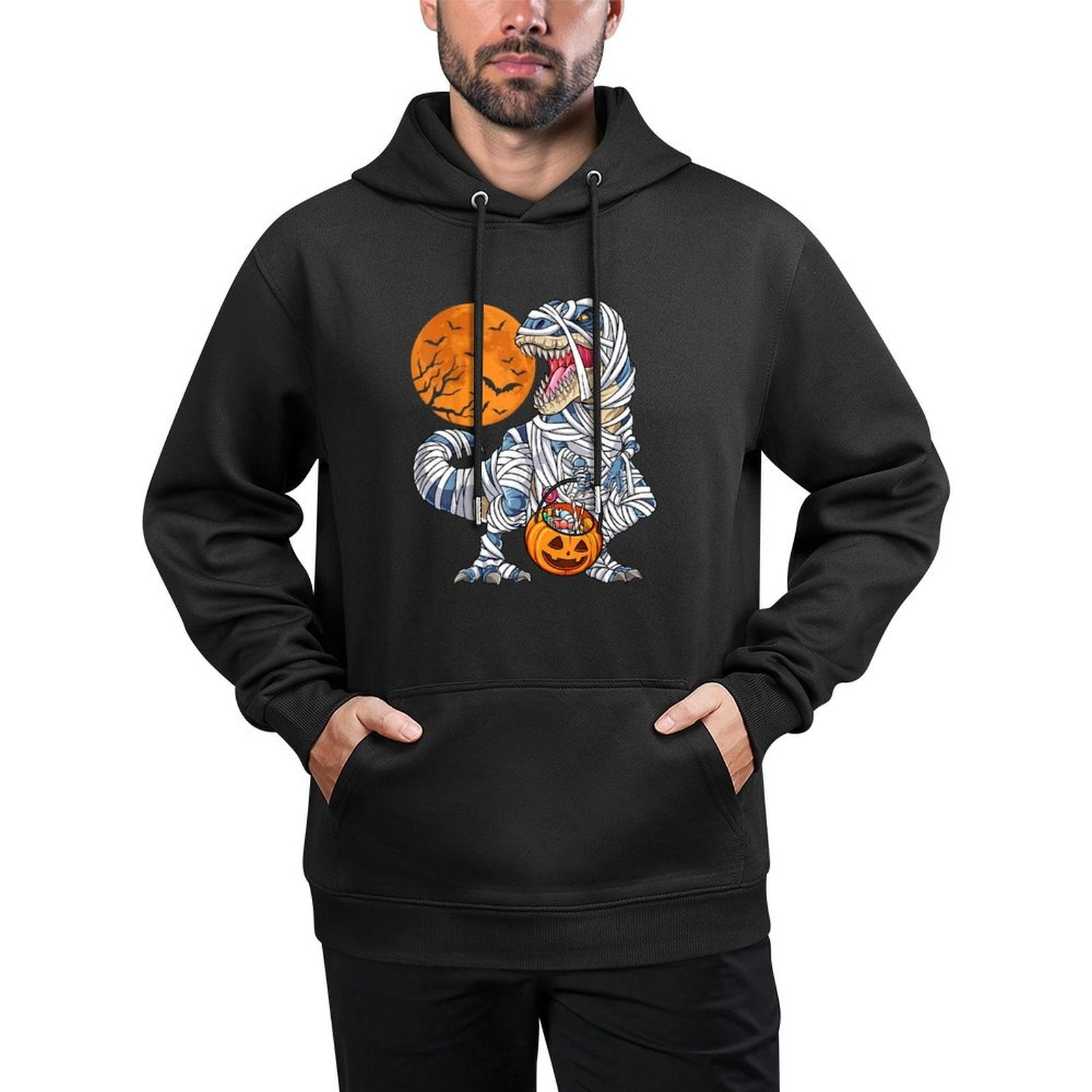 Halloweens for Boys Men Dinosaur T Rex Mummy Pumpkin Relaxed Fit Hoodie