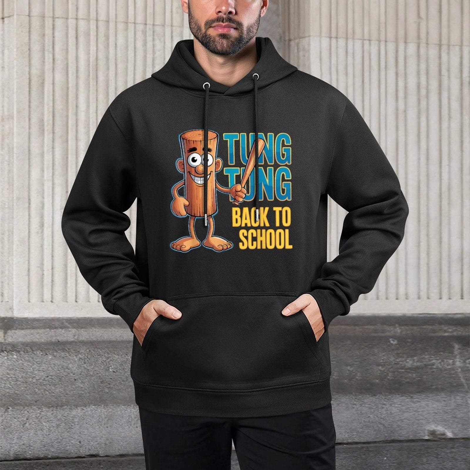 Kids Meme Italian Brainrot Tung Tung Tung Sahur School Pilling-Resistant Hoodie