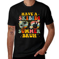 Retro Have A Skibidi Summer Bruh Last Day Of School  Ribbed Collar T-Shirt