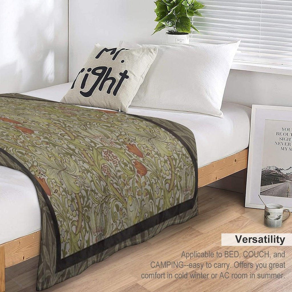 William Morris Floral Lily Willow Art Print Design Velvety-soft Throw Blanket