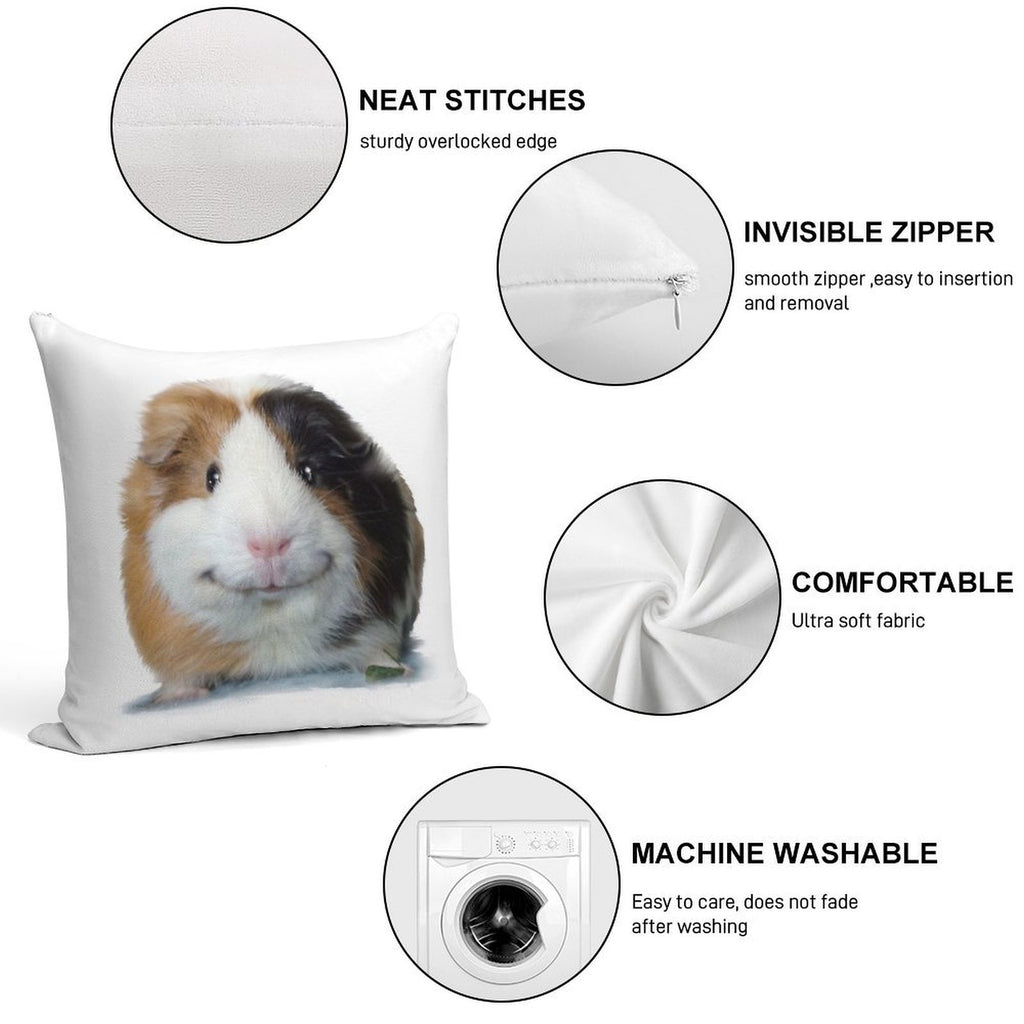 Keep Smiling with Angeelo The Guinea Pig! Soft Warmth Comfort Throw Pillow