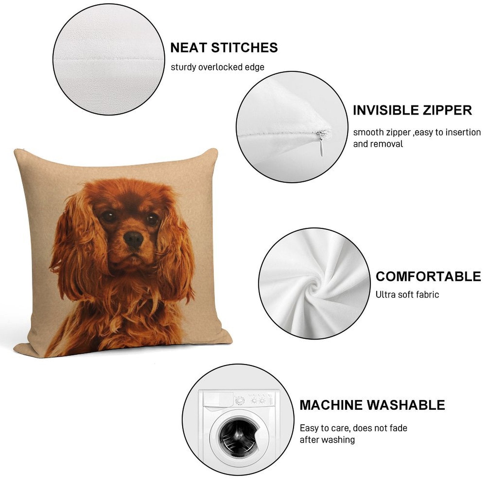 Cavalier King Charles Spaniel Soft Multiple Sizes Throw Pillow