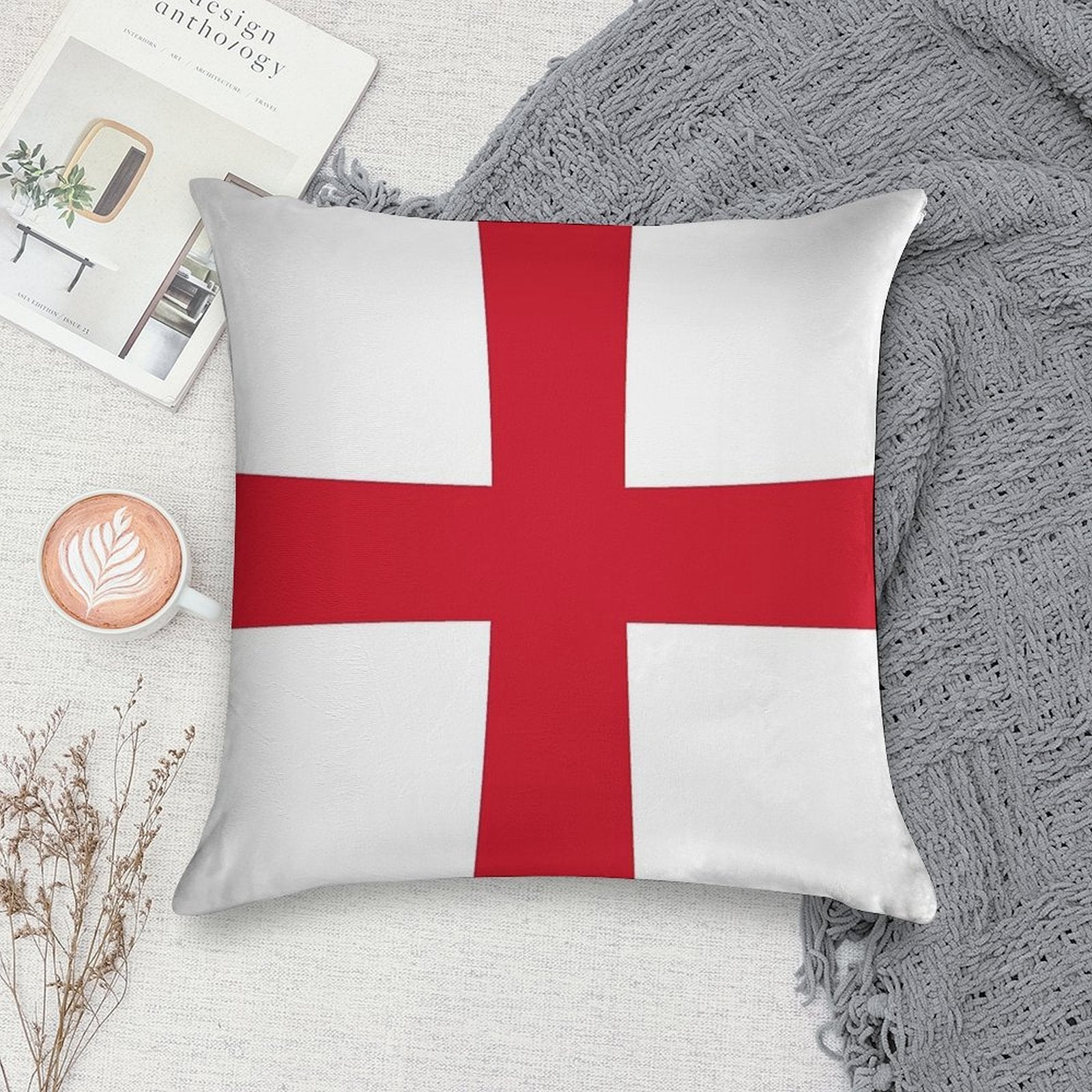Flag of England (St. George's Cross) Soft Easy Maintenance Throw Pillow