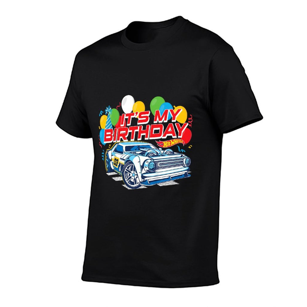 Kids Hot Wheels Its My Birthday Balloons And Confetti  Rolled Sleeves T-Shirt