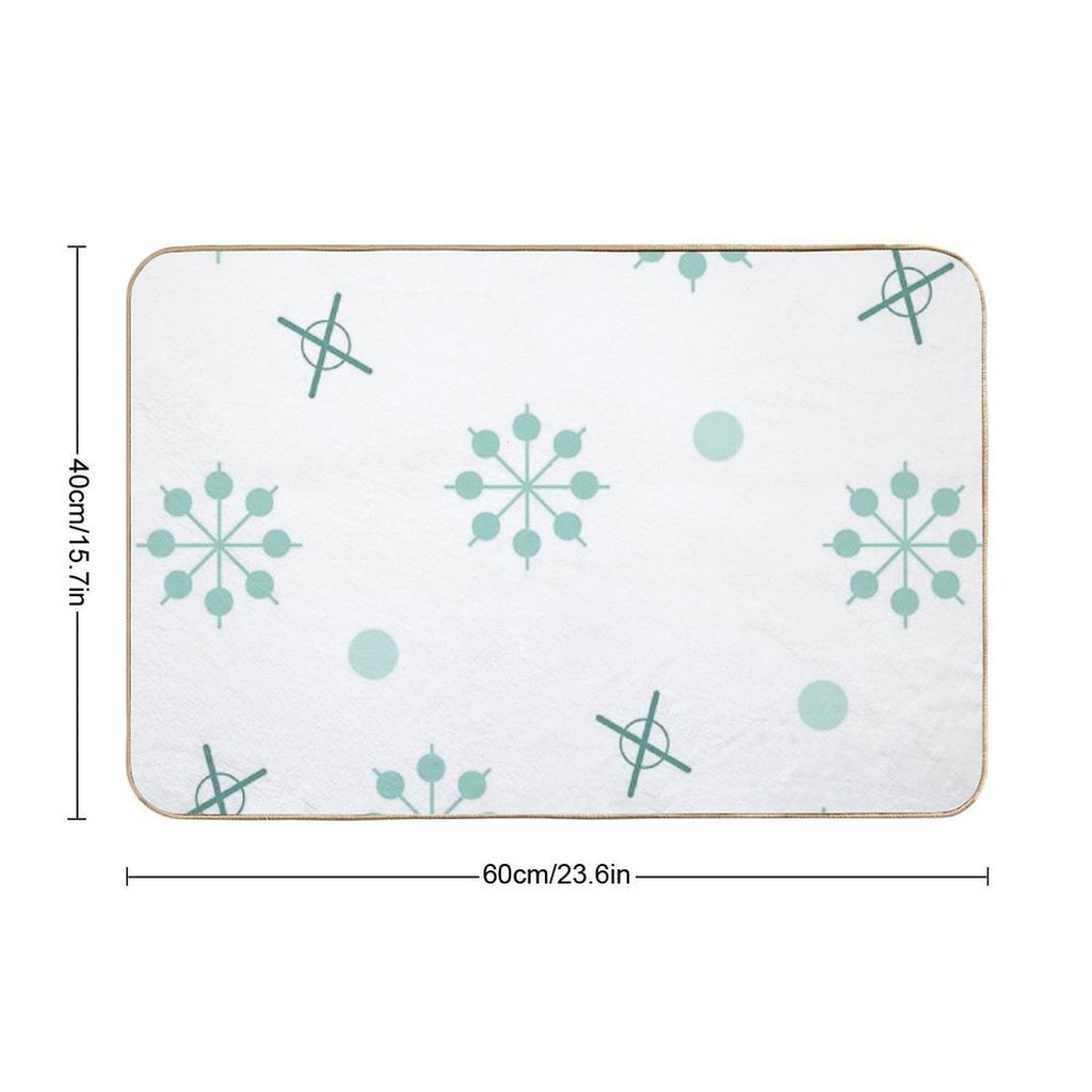 Atomic Age Sputnik Starbursts Winter Green  Easy To Clean Bath Mat