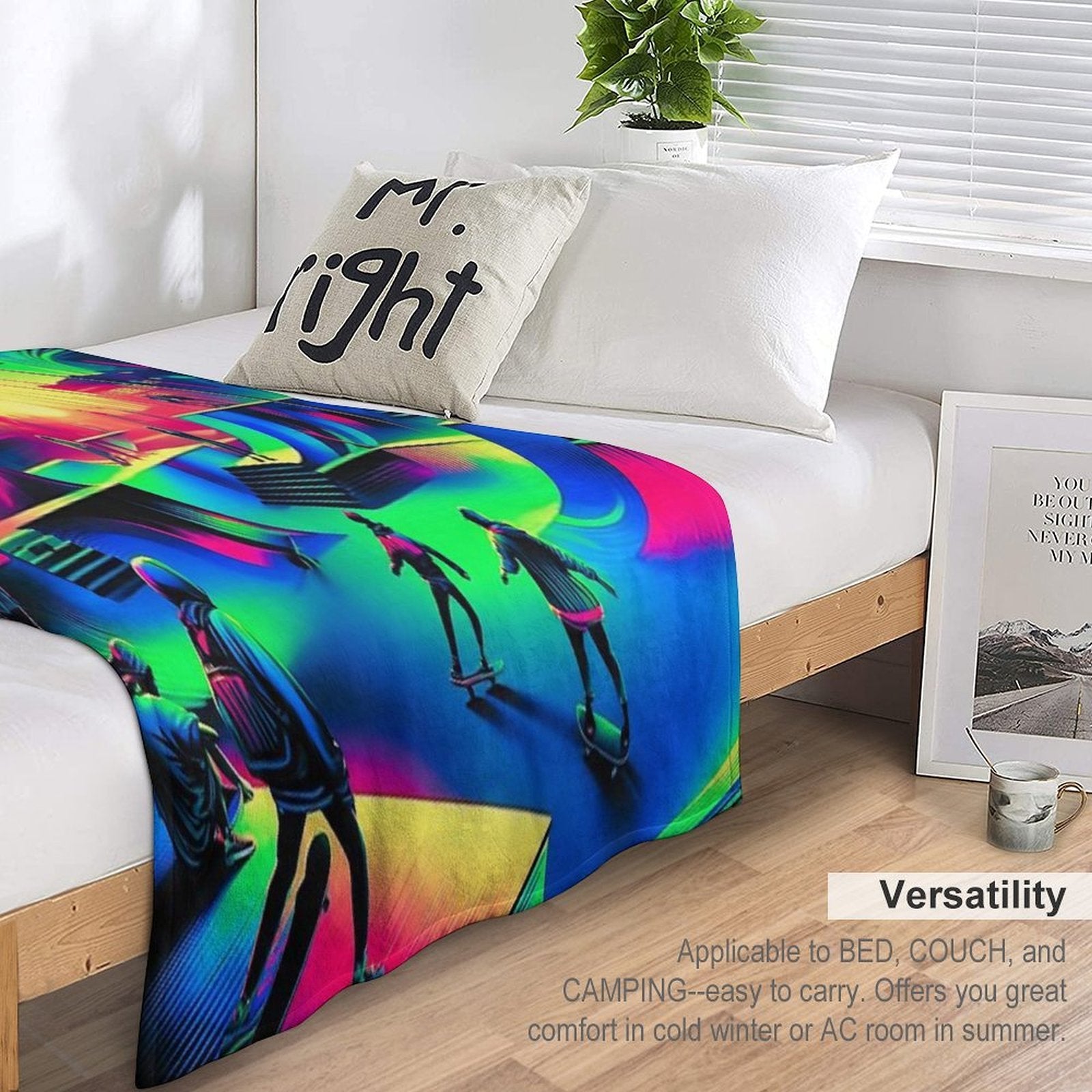 Cyberpunk Skatepark Neon Uv Reactive Nights Machine-washable Throw Blanket