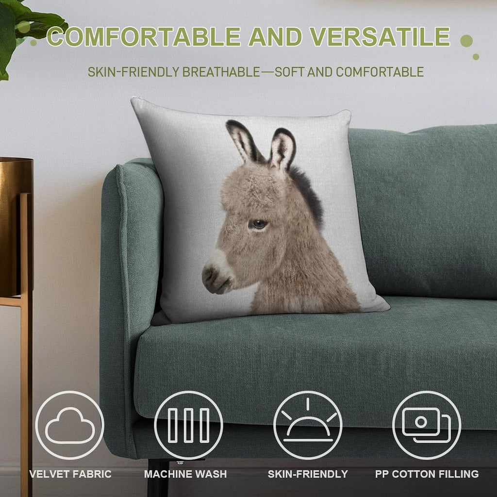 Donkey - Colorful Soft Home Decor Throw Pillow