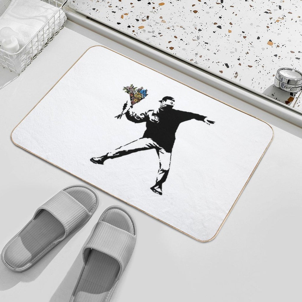 Banksy Rage Flower Thrower  Rapid-Drying Bath Mat
