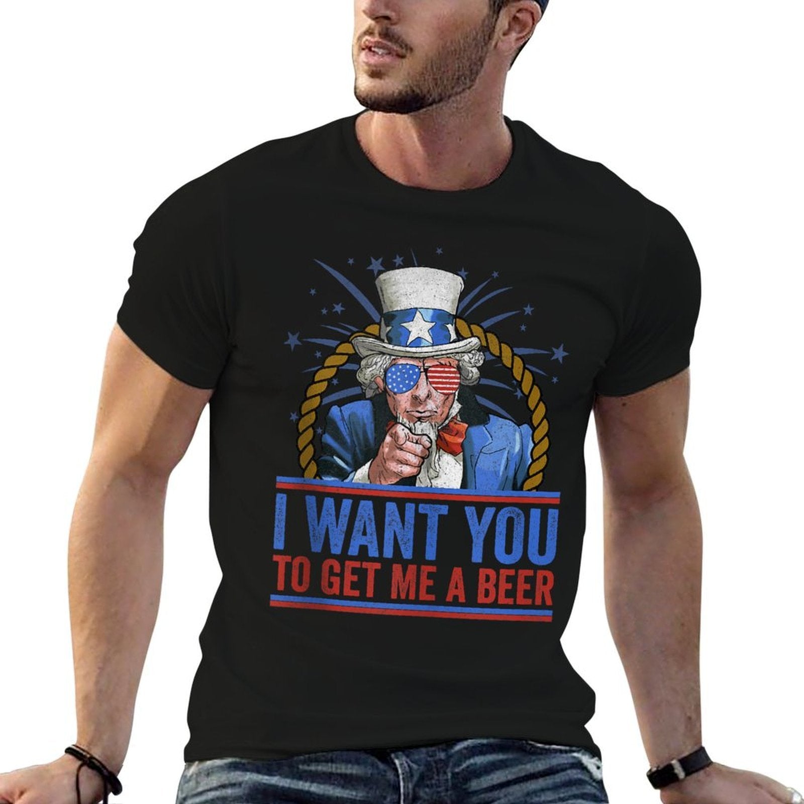 I Want You To Get Me A Beer - Funny Uncle Sam 4th of July  Vintage-inspired T-Shirt