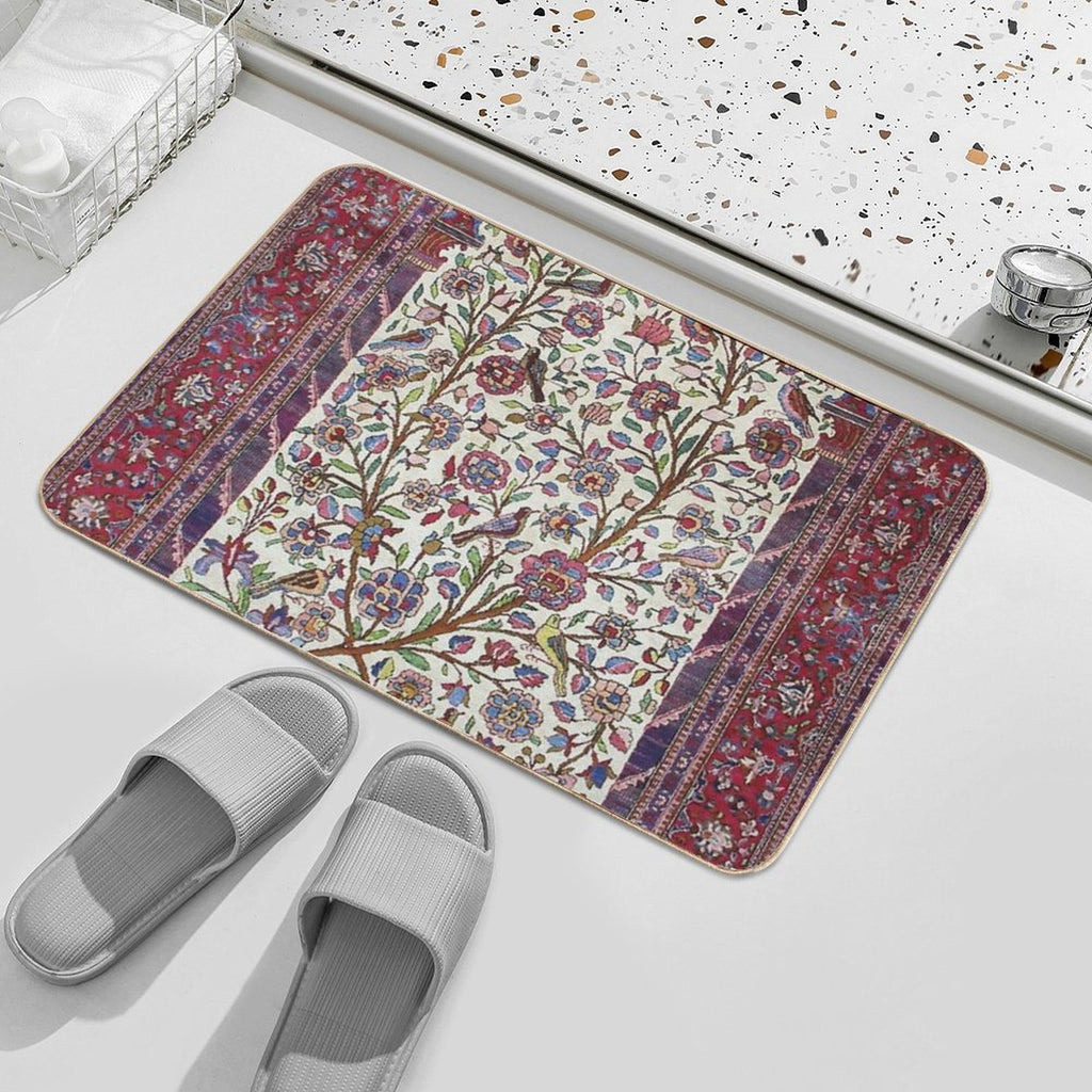 Antique Persian Silk Kashan Rug Print  Long-Lasting Bath Mat