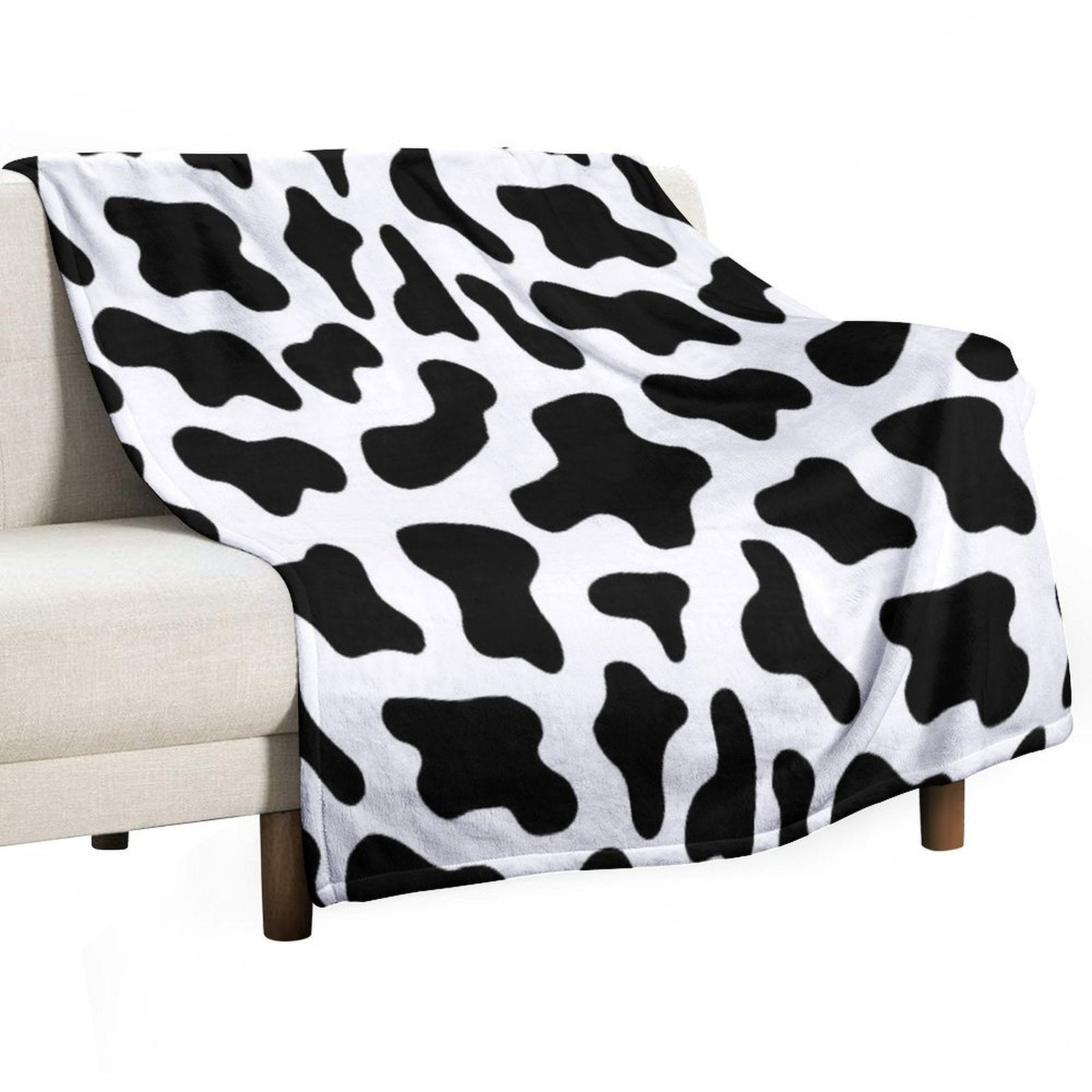 Black And White Cow Print Shrink-resistant Throw Blanket