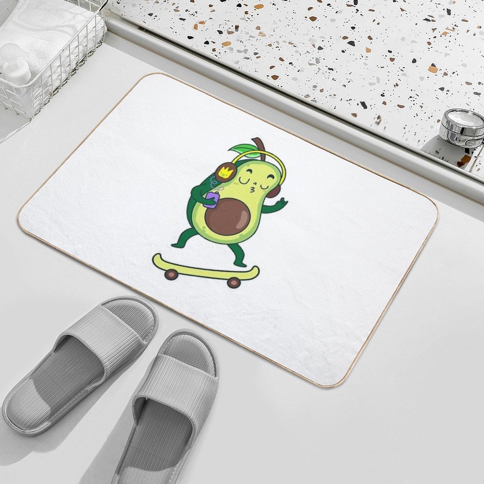 Avocado Funky Skater Bath Mat Durable Bath Mat