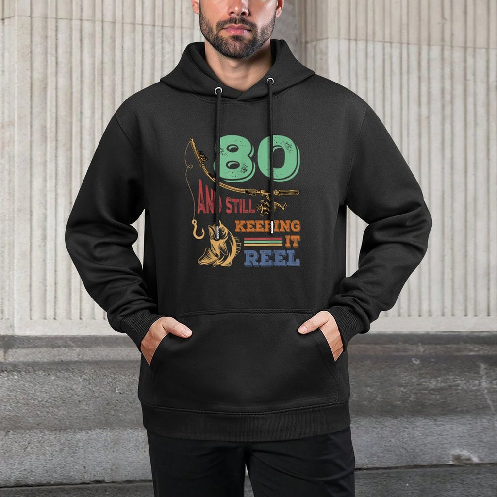 80th Birthday Fishing  Turning 80  Fisherman Mens Pun Gift Unisex Design Hoodie