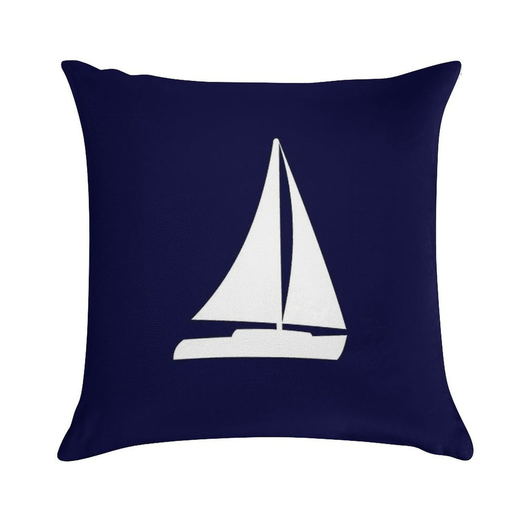 Sailboat Silhouette On Navy Blue Soft Home Decor Throw Pillow