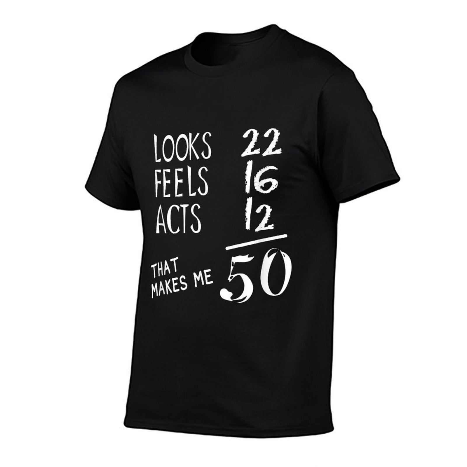 Looks Feels Acts- 50 Yrs Old 50th Birthday MenWomen  Ribbed Collar T-Shirt