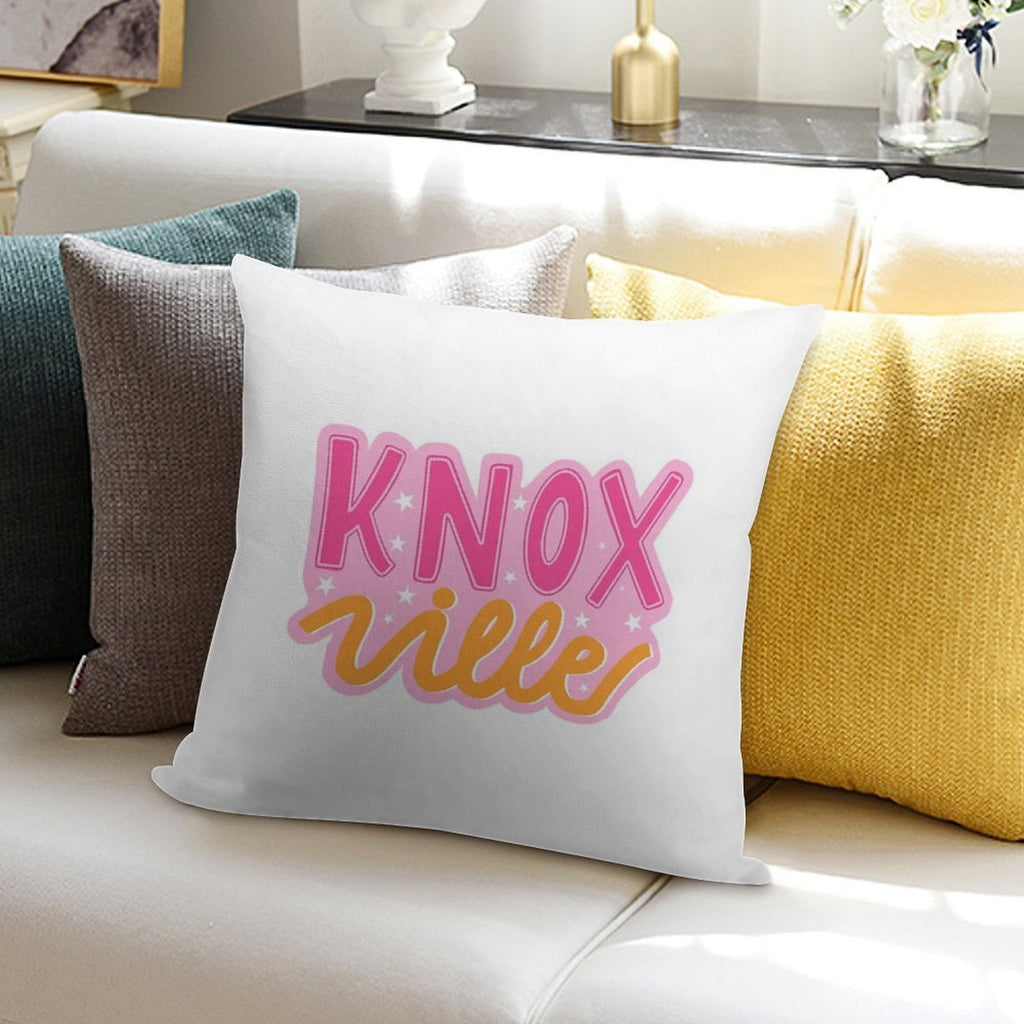 Knoxville Pink And Orange Stars Soft Short Plush Fabric Throw Pillow