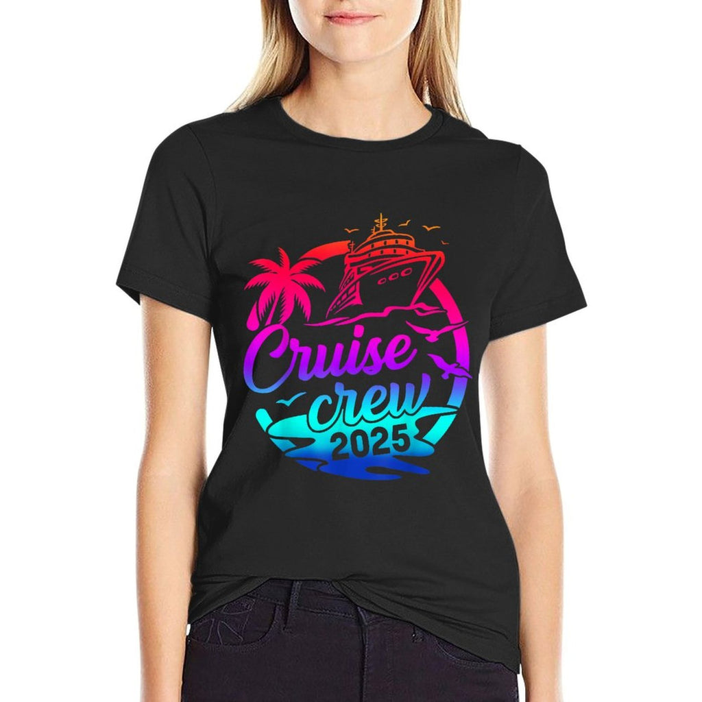 Cruise Crew 2025 Summer Vacation Trip Funny Matching Group  Trendy Pattern T-Shirt