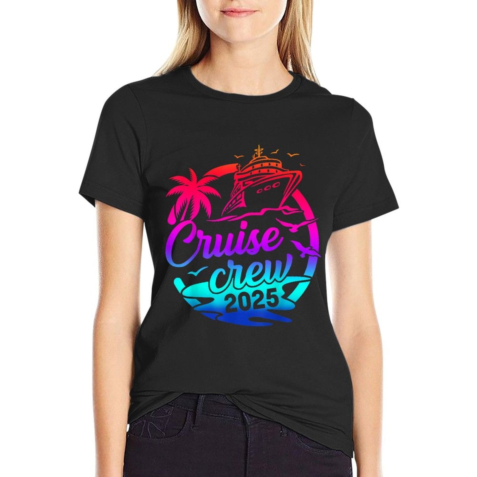Cruise Crew 2025 Summer Vacation Trip Funny Matching Group  Trendy Pattern T-Shirt