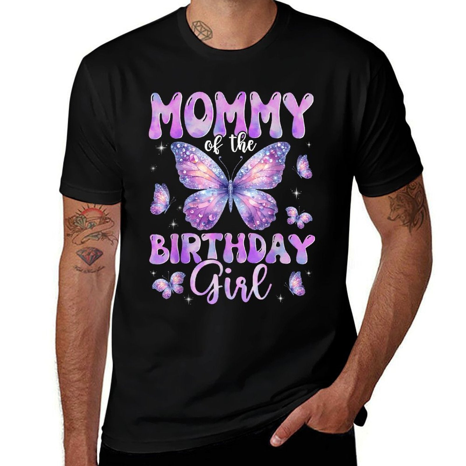 Mommy Of The Birthday Girl Butterfly Family Matching  Wrinkle-resistant T-Shirt