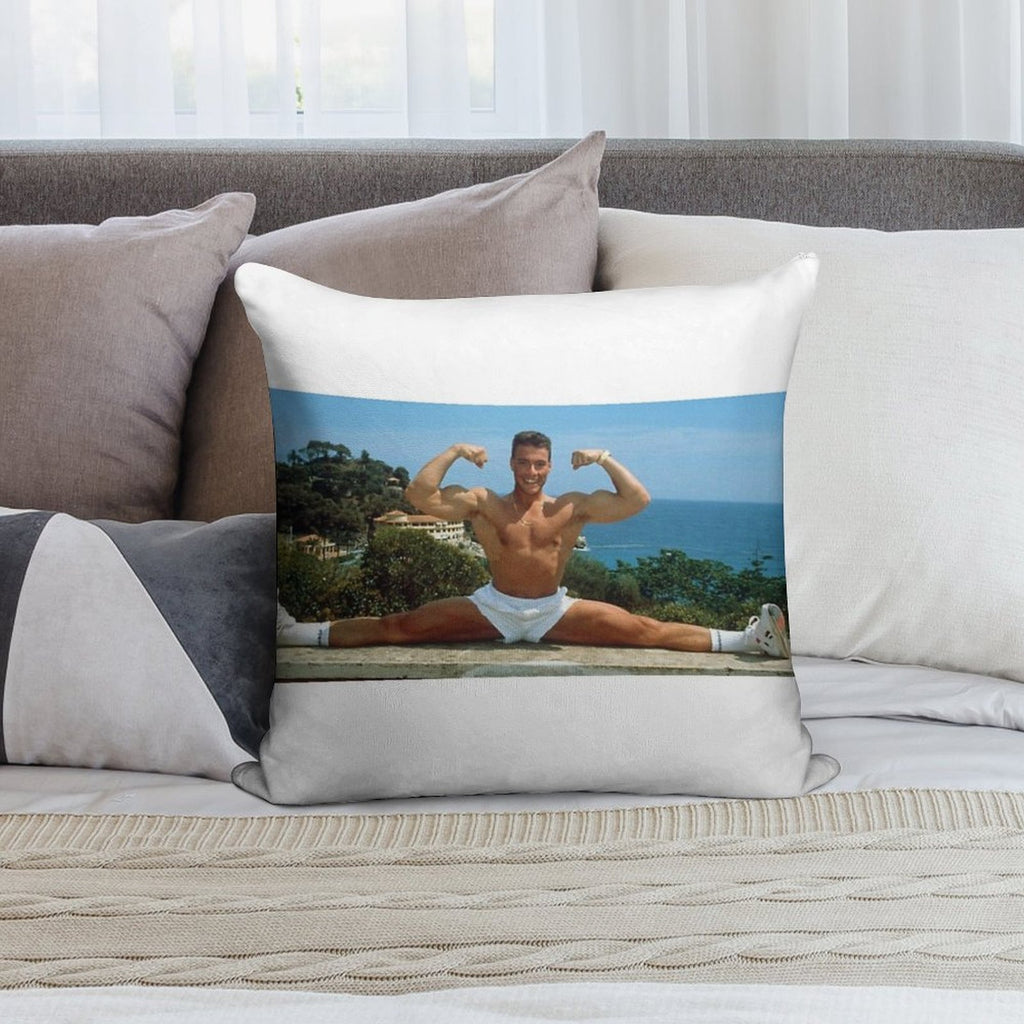 Jean Claude Van Damme Splits Soft Short Plush Fabric Throw Pillow