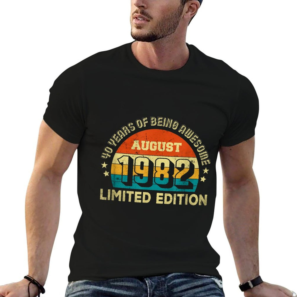 August 1982 40 Years of Being Awesome 40th Birthday  Summer-ready Fabric T-Shirt