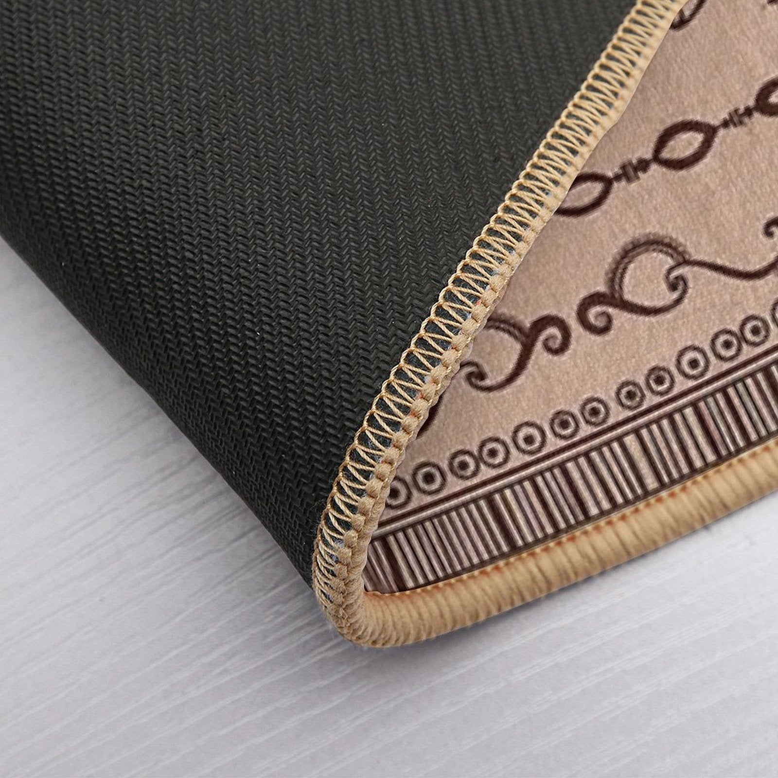 Regular Tan Neutral Egyptian Pattern  Stain-Proof Bath Mat