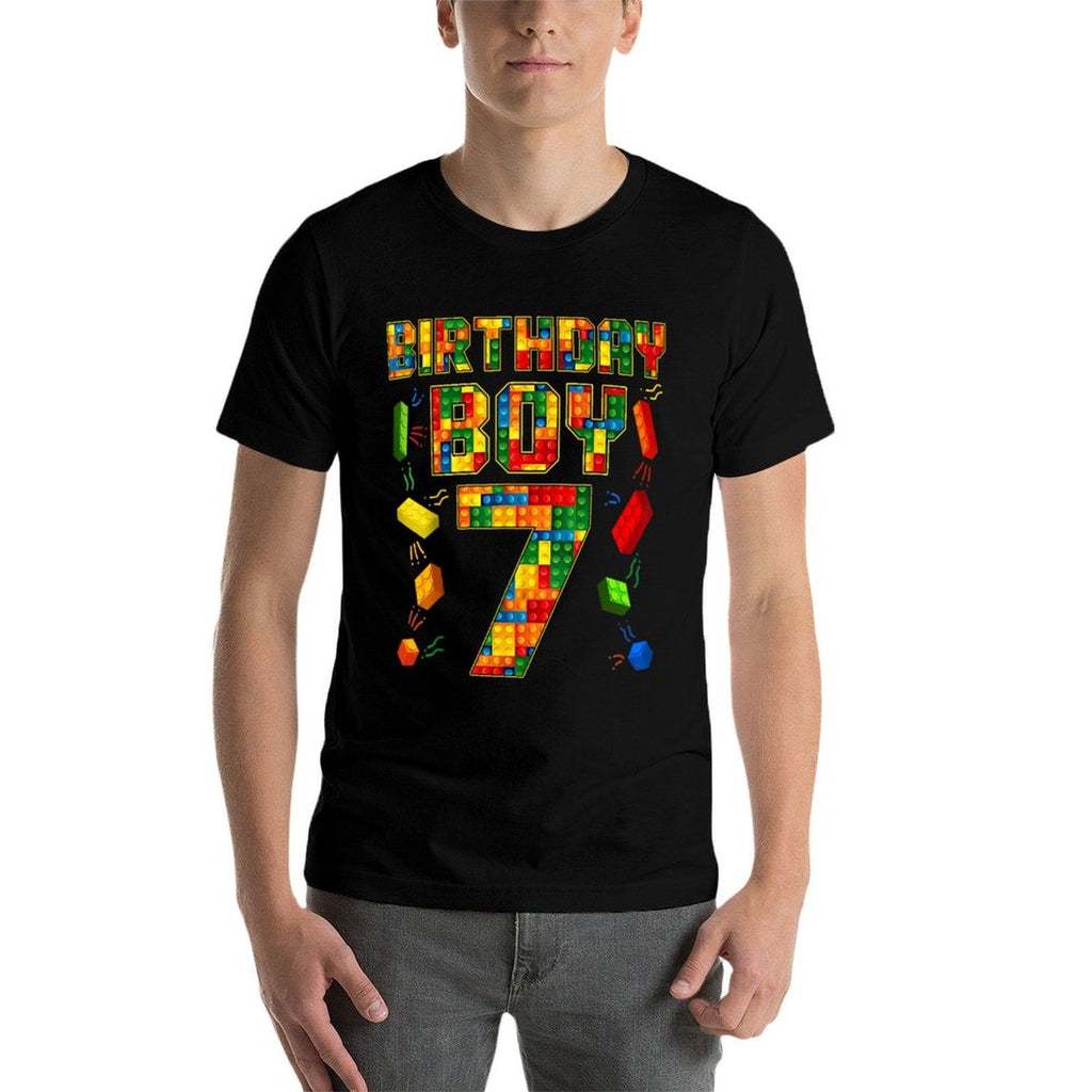 Master Builder 7th Birthday Boy 7 Year Old Building Bricks  Graphic-printed T-Shirt