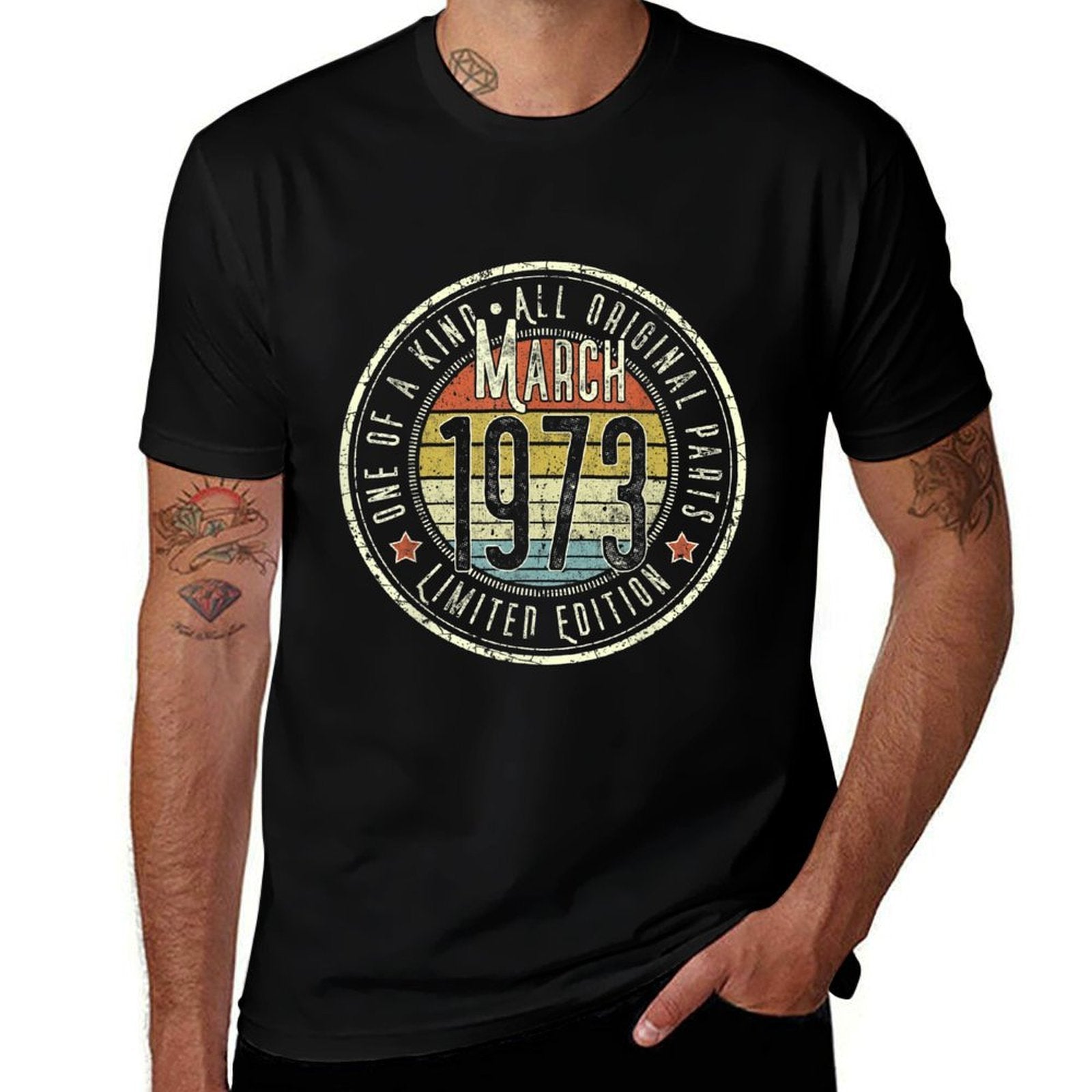 50 Year Old March 1973 Limited Edition 50th Birthday  Heathered Texture T-Shirt