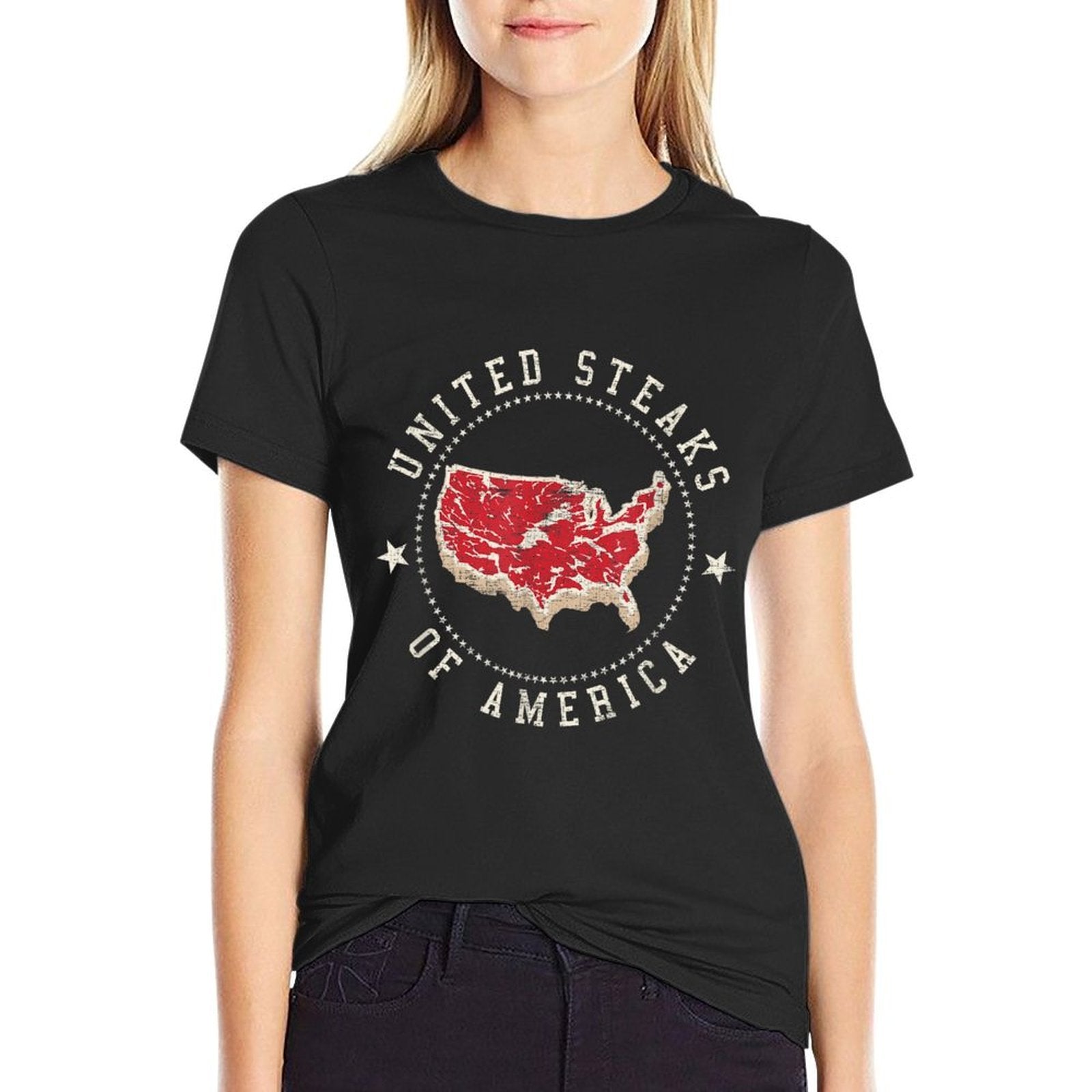 United Steaks Of America Vintage T-shirt  Oversized Silhouette T-Shirt