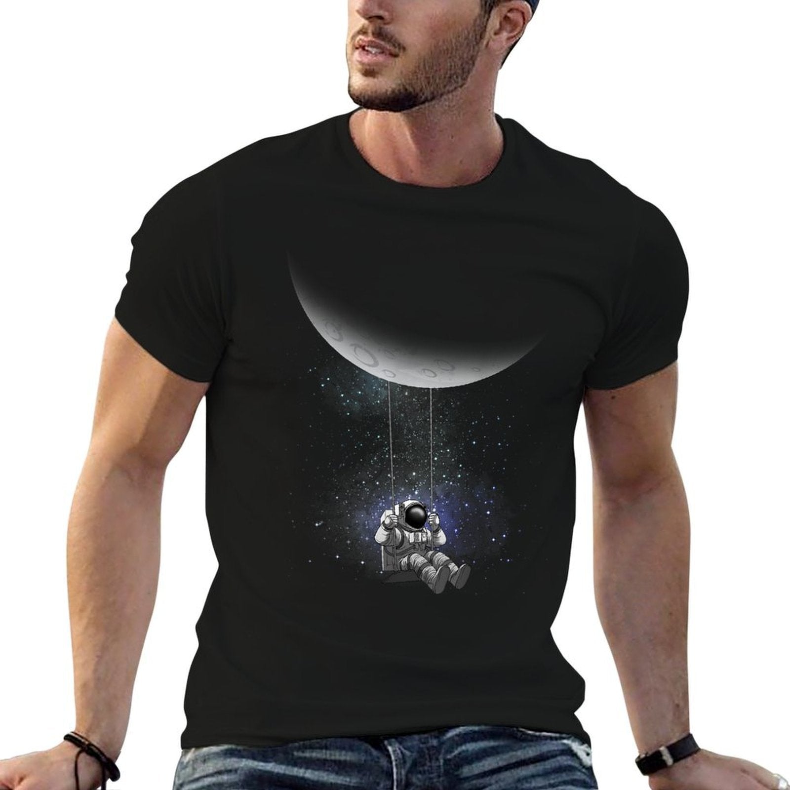 Space Themed For Men Women Outer Space Moon Galaxy Astronaut  Trendy Pattern T-Shirt
