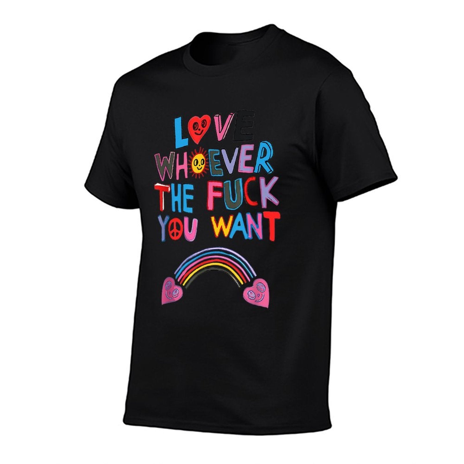 Love Whoever The F You Want LGBTQ Rainbow Pride Cute Hearts  Heathered Texture T-Shirt