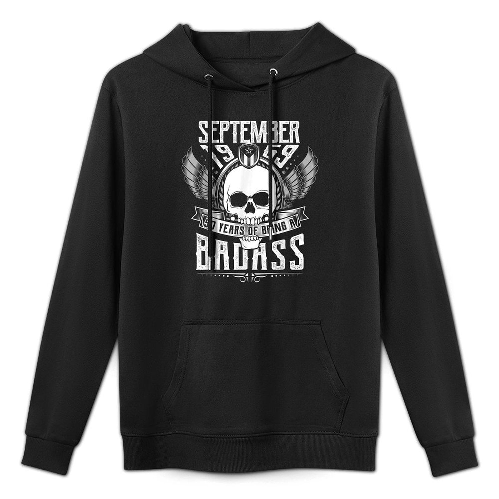 50th Birthday Gift September 1969, Badass Biker Style Customizable Surface Hoodie