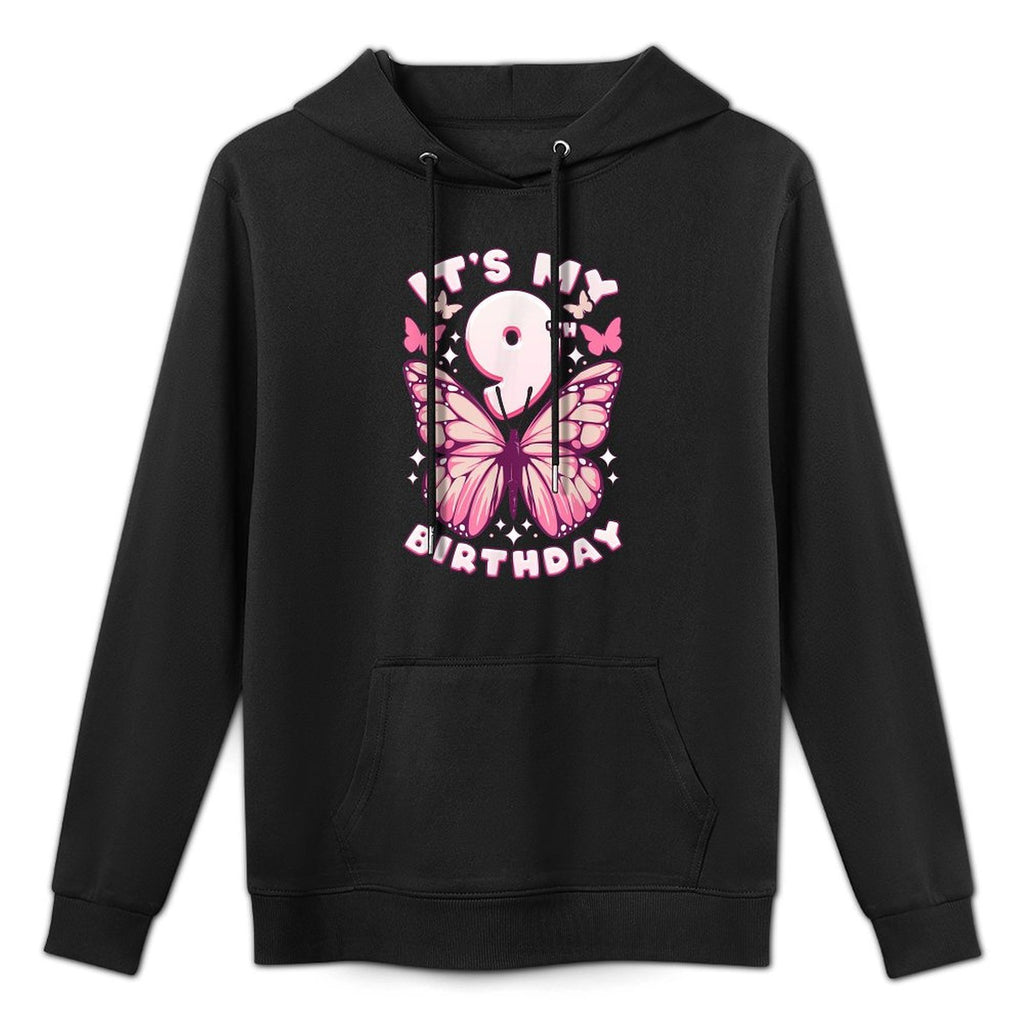 9th Birthday, Girl 9 Years, Butterflies And Number 9 All-Day Comfort Hoodie