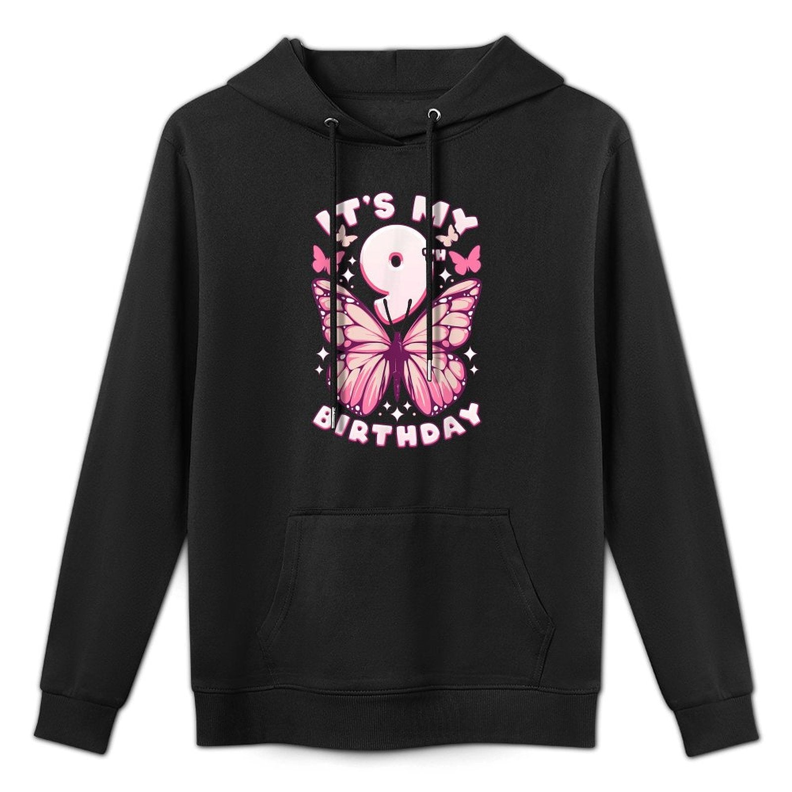 9th Birthday, Girl 9 Years, Butterflies And Number 9 All-Day Comfort Hoodie