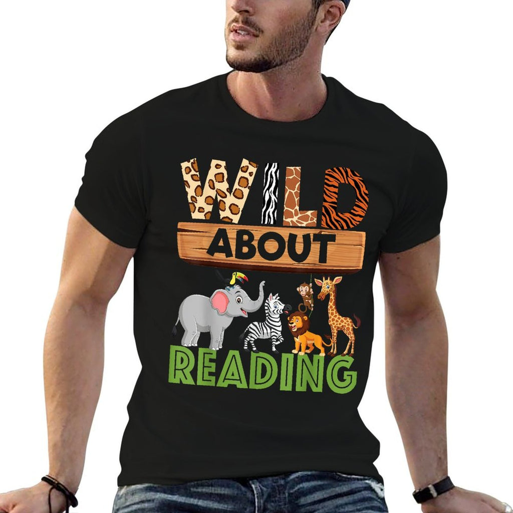 Wild About Reading Teacher Reading Books Back To School  Graphic-printed T-Shirt
