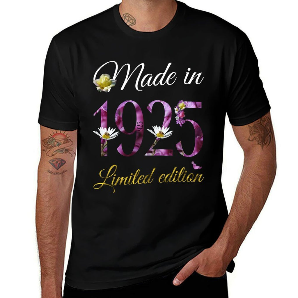 Made in 1925 - 100 Year Old Floral 1925 100th Birthday Gift  Soft T-Shirt