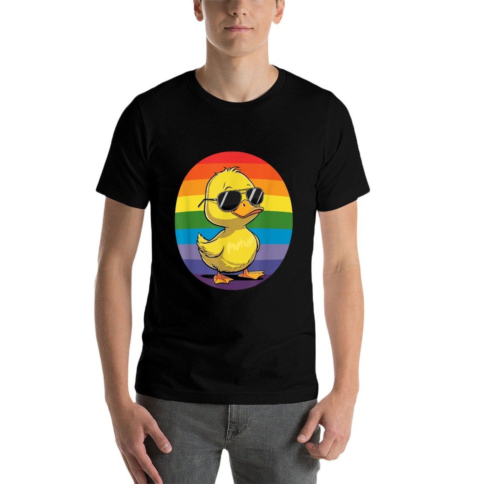 Cool Retro Yellow Duck in Sunglasses 70s 80s 90s Funny  Summer-ready Fabric T-Shirt
