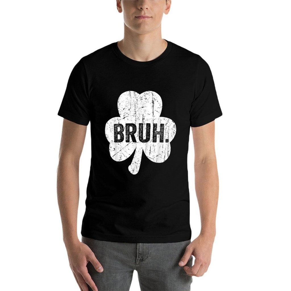 Bruh Meme Funny Saying Bro Greetingn Boy St Patricks Day  Ribbed Collar T-Shirt
