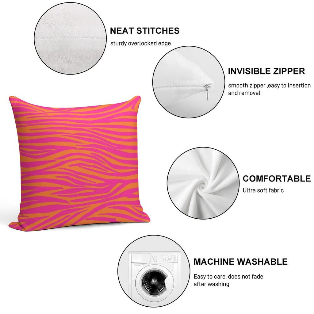 Pink And Orange Zebra Stripes Soft Gift Ready Throw Pillow