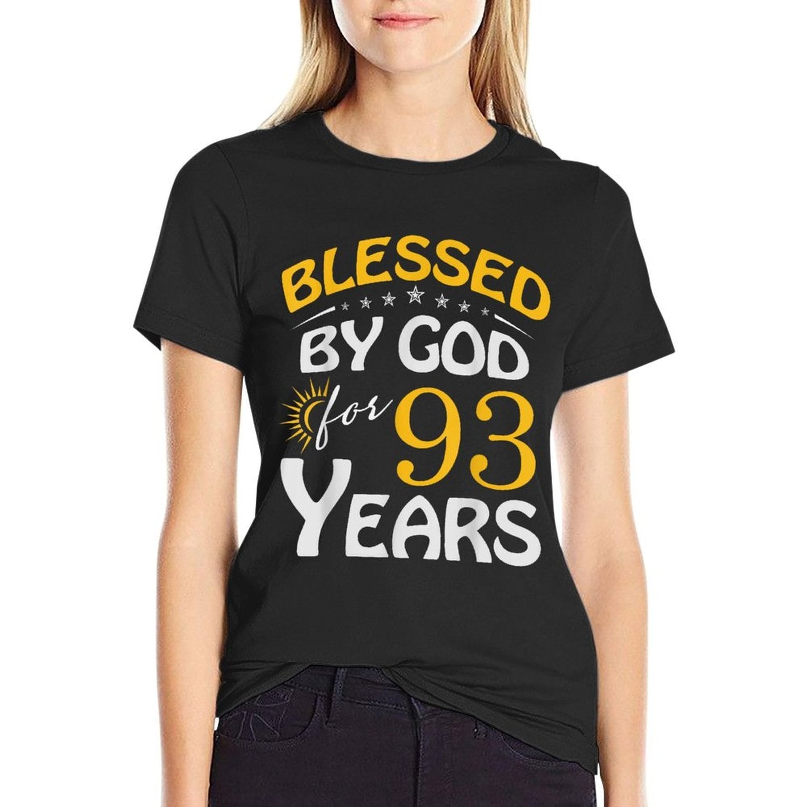 Vintage Blessed by God For 93 Years Old Happy 93rd Birthday  Easy-care T-Shirt