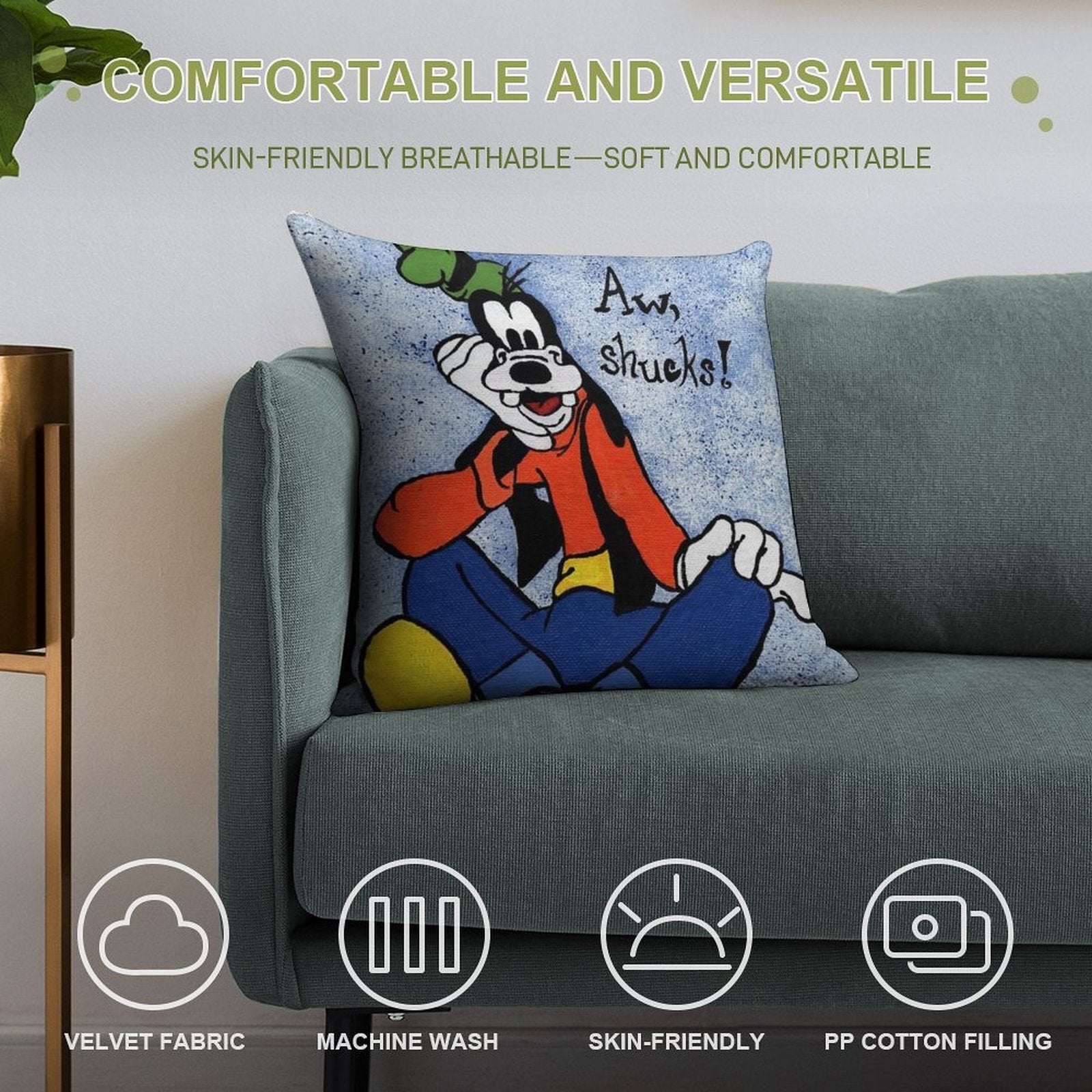 Goofy Painting Soft Easy Maintenance Throw Pillow