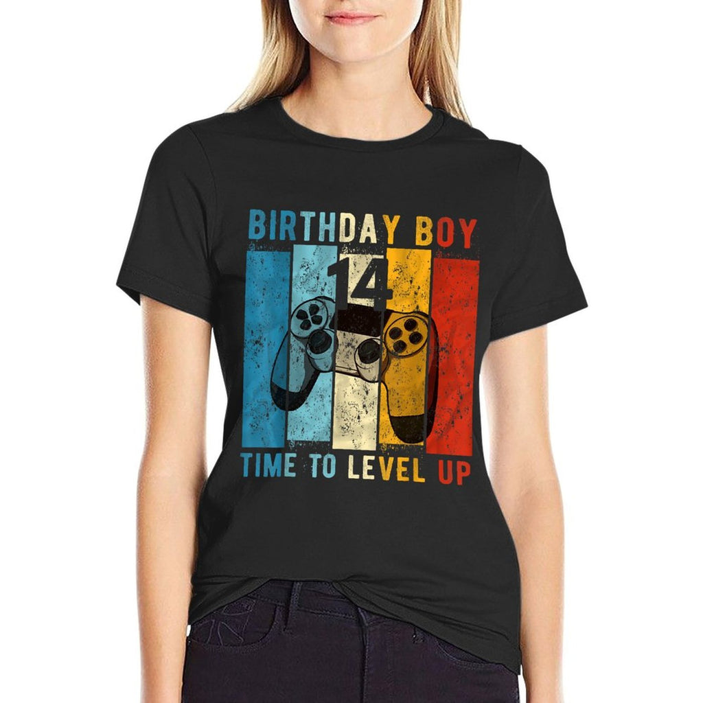 14 Year Old Birthday Boy 14 Time to Level Up 14th Birthday  Heathered Texture T-Shirt