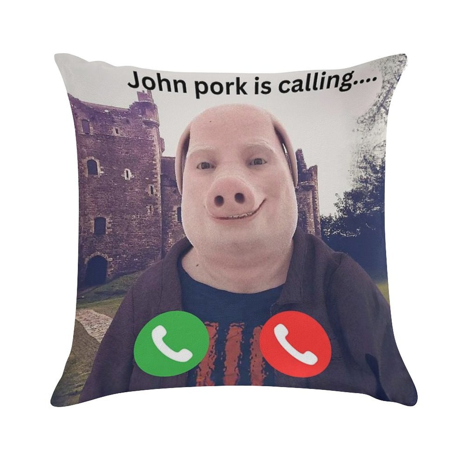 John Pork Is Calling Soft Short Plush Fabric Throw Pillow