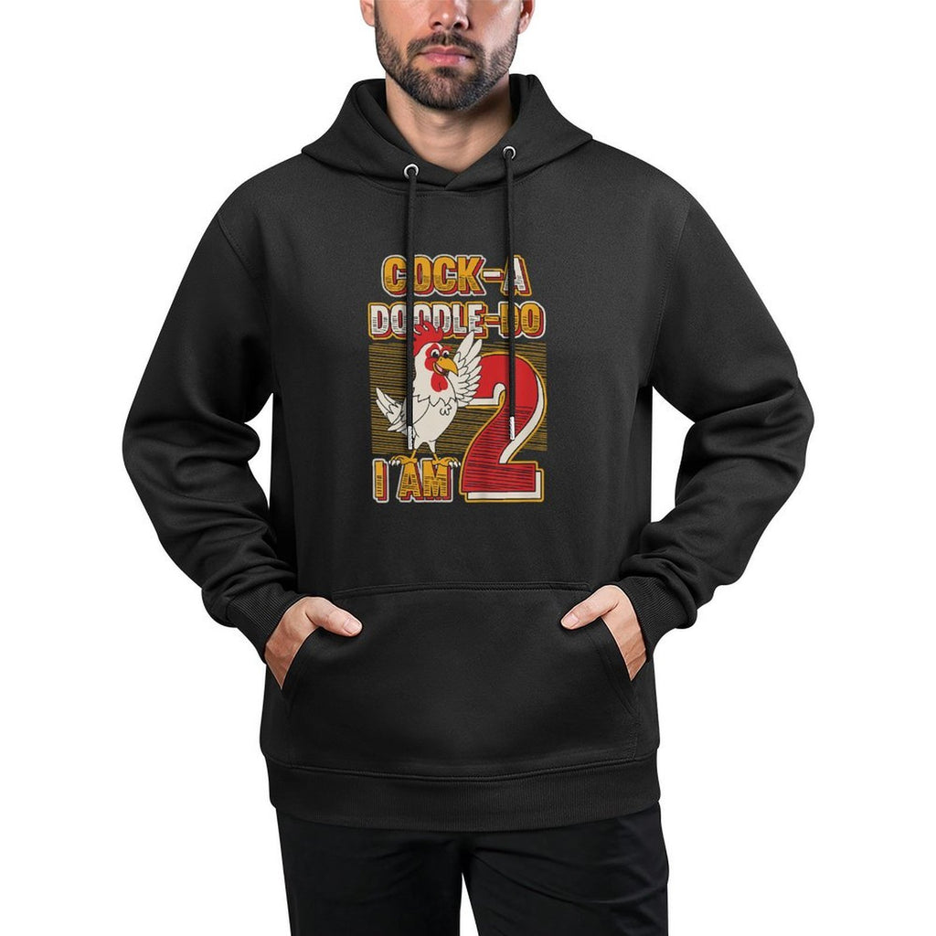 Kids 2nd Birthday Farm Animals Themed Cock-A-Doodle-Doo I Am Two Durable Construction Hoodie
