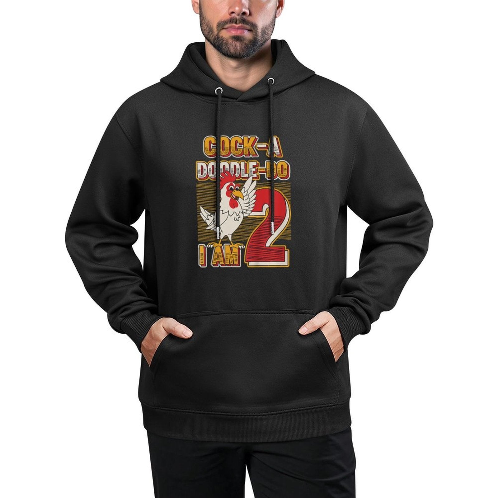Kids 2nd Birthday Farm Animals Themed Cock-A-Doodle-Doo I Am Two Durable Construction Hoodie