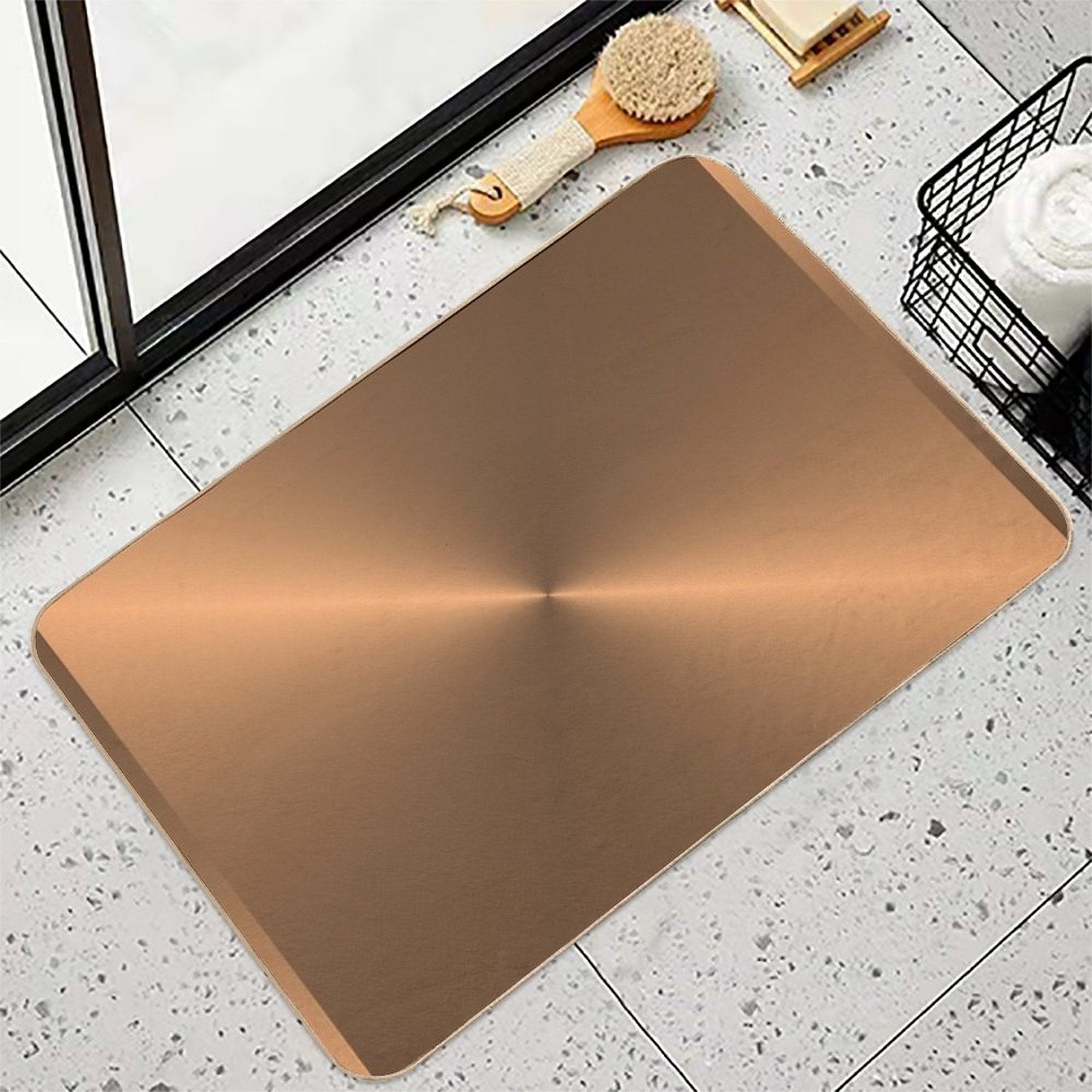 Brushed Copper Illustration  Non-Slip Bath Mat