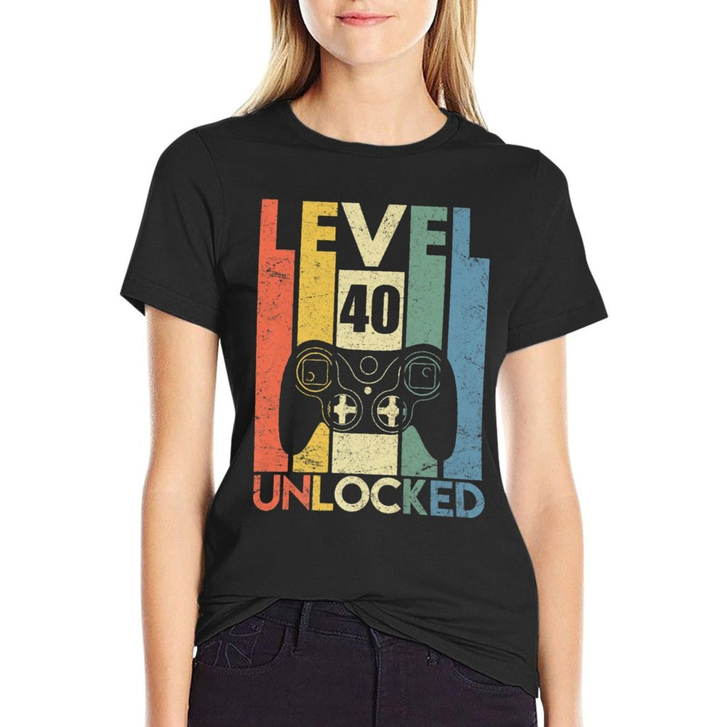 Level 40 Unlocked Video Gamer 40th Birthday Gifts Premium  Graphic-printed T-Shirt