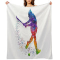 Field Hockey Girl Watercolor Silhouette Lightweight Throw Blanket