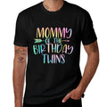 Mom of The Birthday Twins Girl Tie Dye Colorful Bday  Polyester Blend T-Shirt