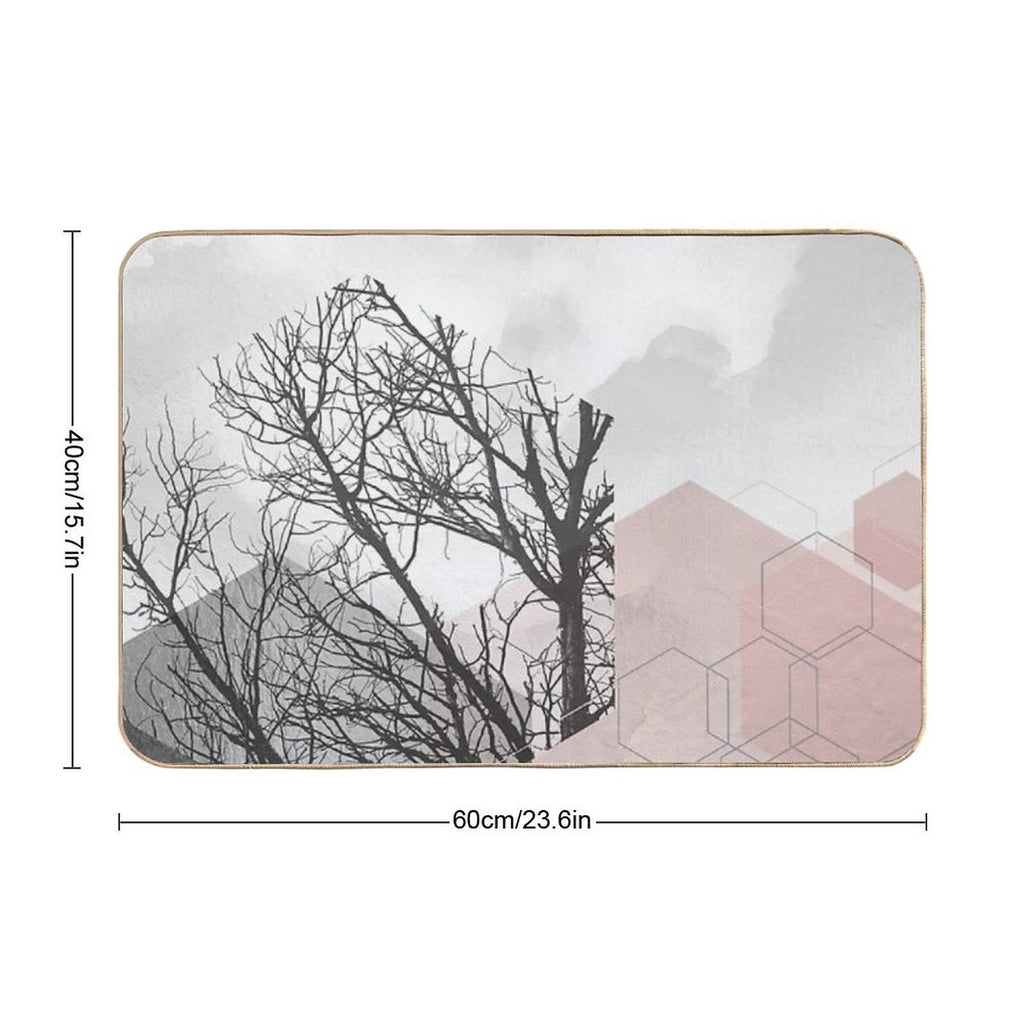 Pink And Grey Hexagon Art II Durable Bath Mat